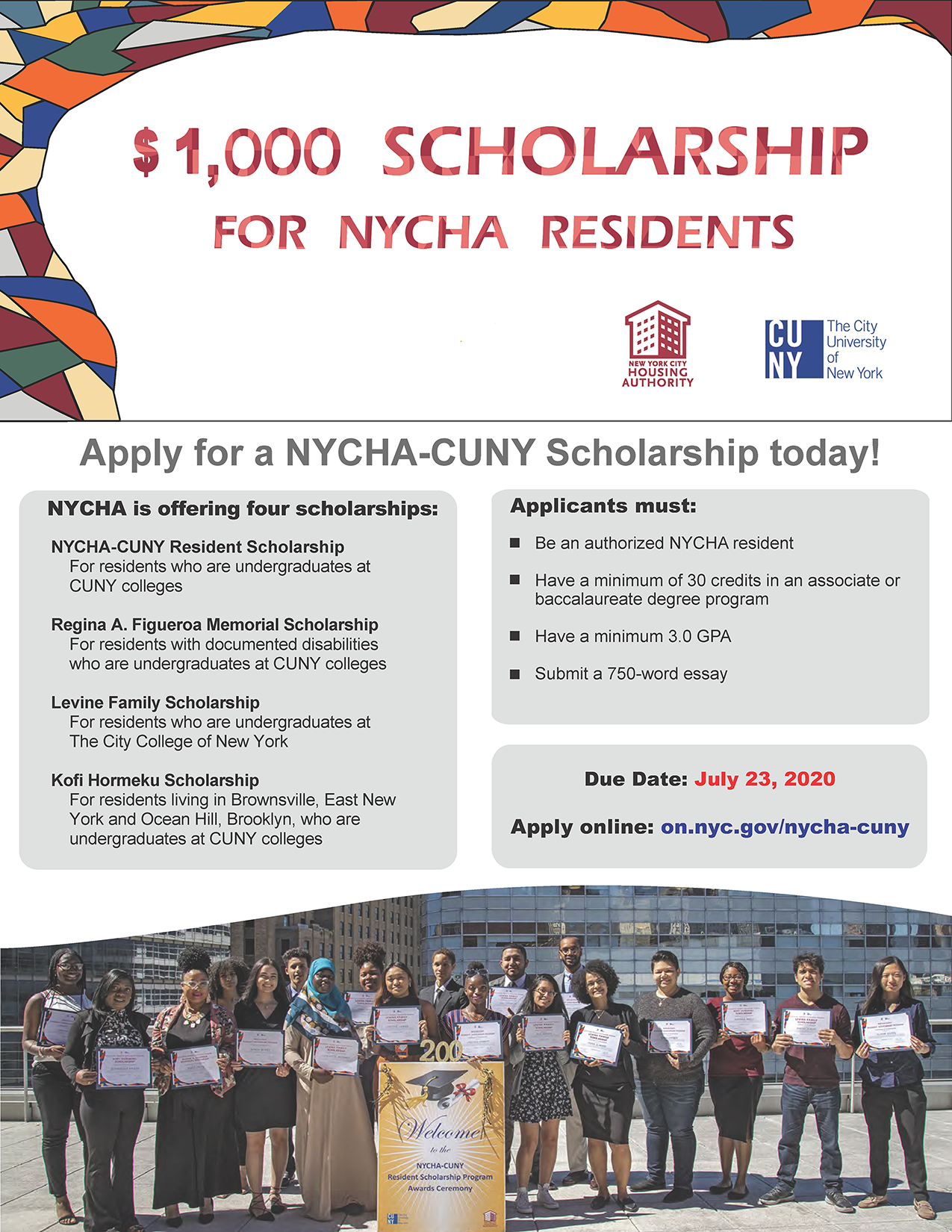 NYCHA-CUNY Scholarship Program Applications Now Open | Center For Justice